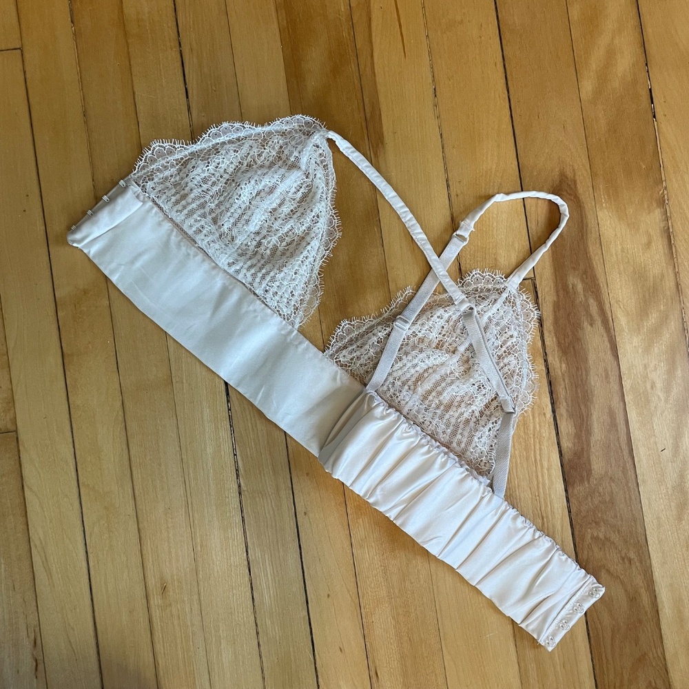 Victoria's Secret Beaded Lace Bralette Silk Bridal Bachelorette Date Night - Picture 7 of 10